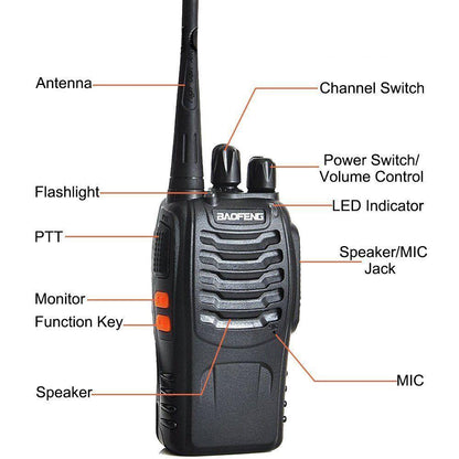 Baofeng 5W 6 Pcs Walkie Talkies BF-888S Handheld Two Way Radios Battery with Charger 2-4 KM